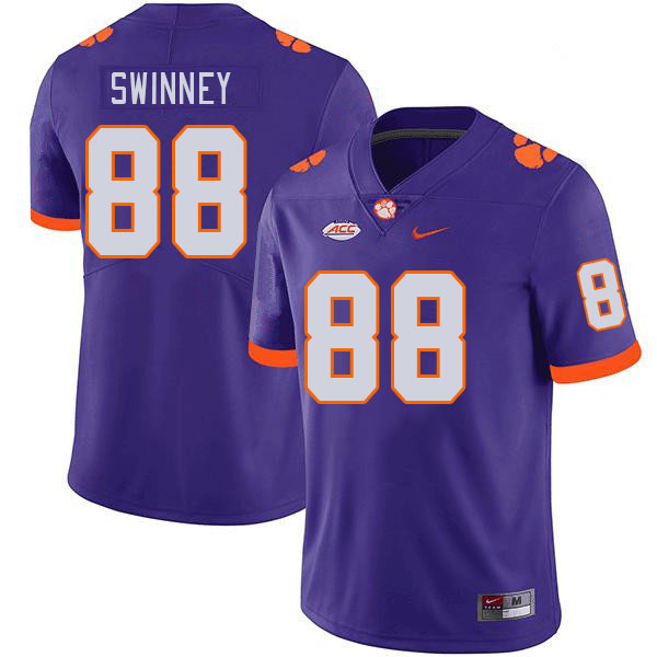 Men #88 Clay Swinney Clemson Tigers College Football Jerseys Stitched-Purple - Click Image to Close
